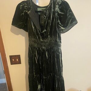 Velvet green Anthropologie Somerset dress long